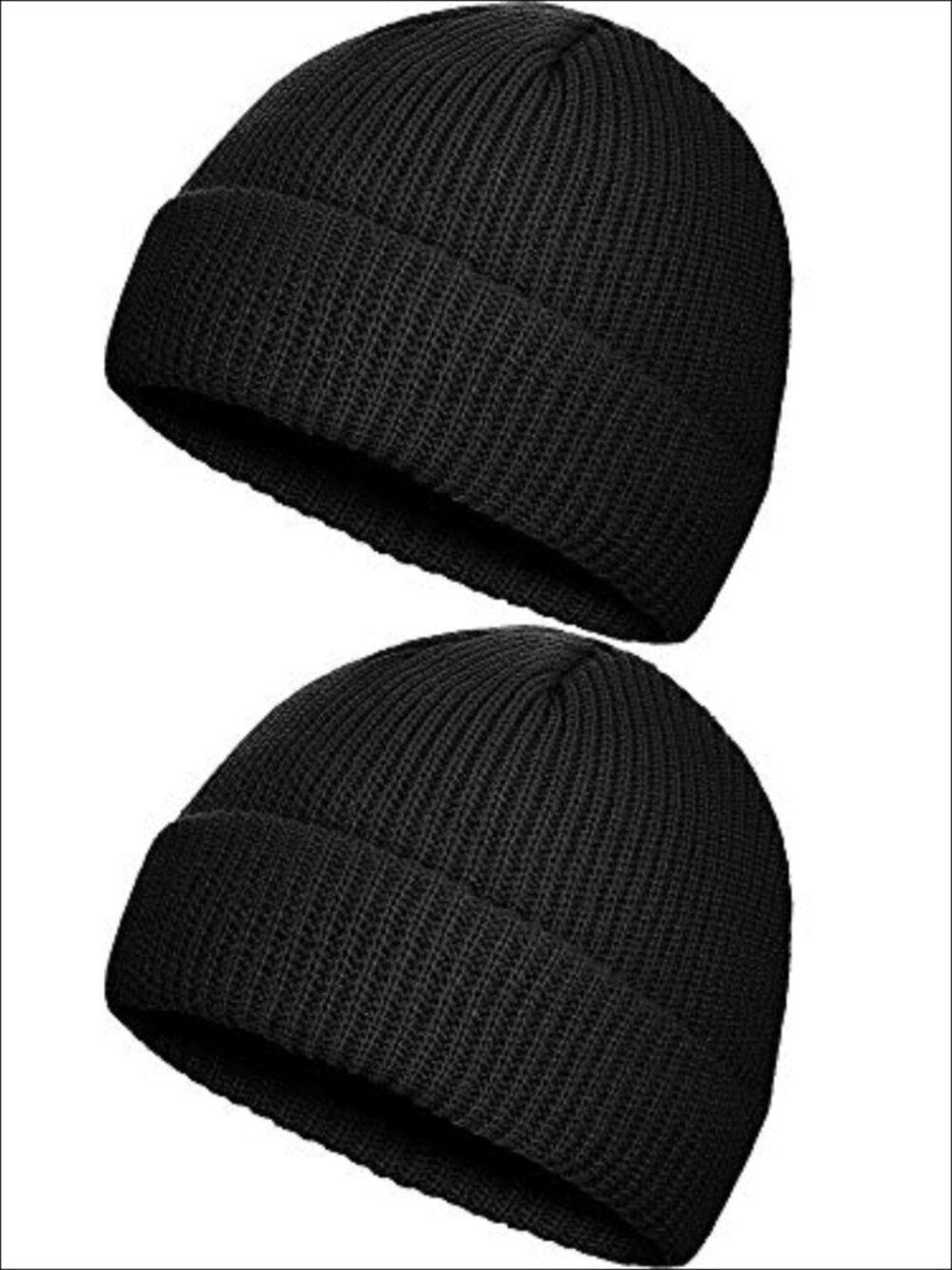 2 Pack Trawler Beanie Hats Roll Up Edge Acrylic Skull Caps Winter Warm